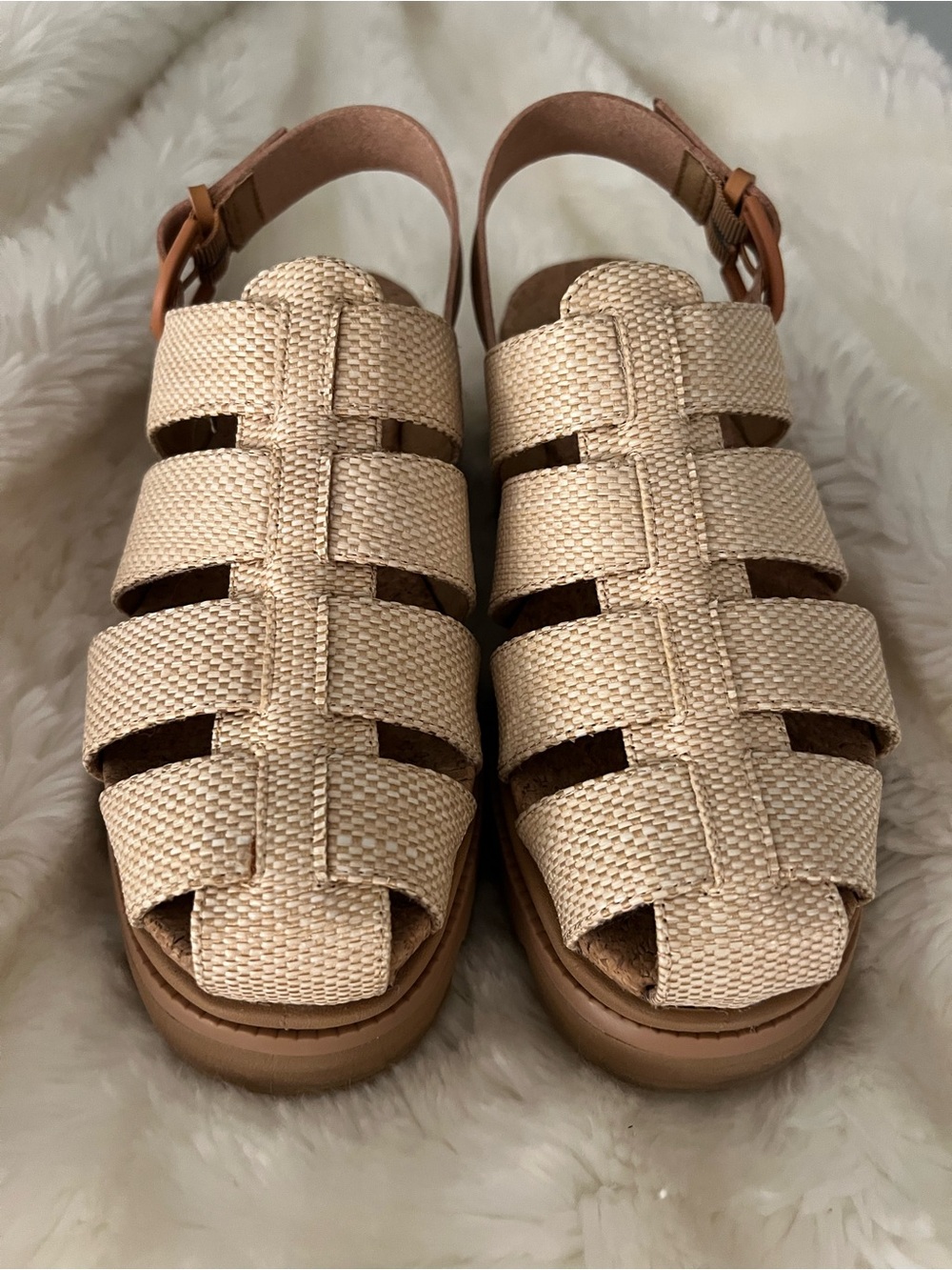 Reef Beige Woven Slingback Sandals